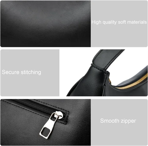 Vista 6 de BAIKELI Bolso de hombro en forma de media luna para mujeres, pequeño bolso al hombro clásico retro, de estilo embrague, bolso tipo hobo, bolso