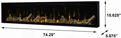 Vista 5 de Dimplex IgniteXL® Chimenea eléctrica lineal integrada de 74 pulgadas con madera flotante y accesorios River Rock (Modelos: XLF74 y LF74DWS-KIT)