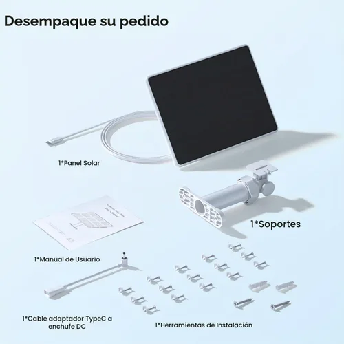 Vista 8 de Panel Solar de 6W para Ring Spotlight Cam Battery y Stick Up Cam Battery, Cargador Solar de Alta Eficiencia con Soporte Retráctil Ajustable de 360°