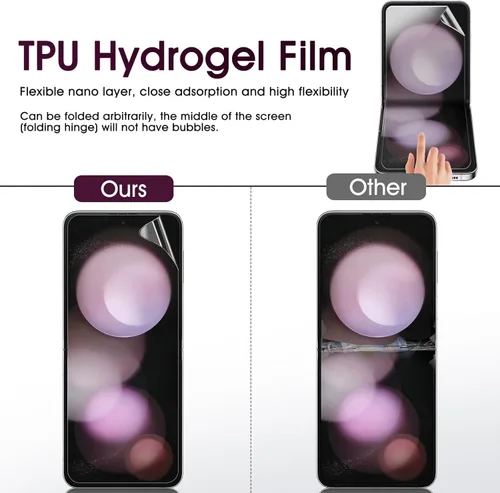 Vista 5 de 2 juegos de protectores de pantalla para Samsung Galaxy Z Flip 4, película interior de hidrogel de TPU + protector de pantalla frontal y trasera HD