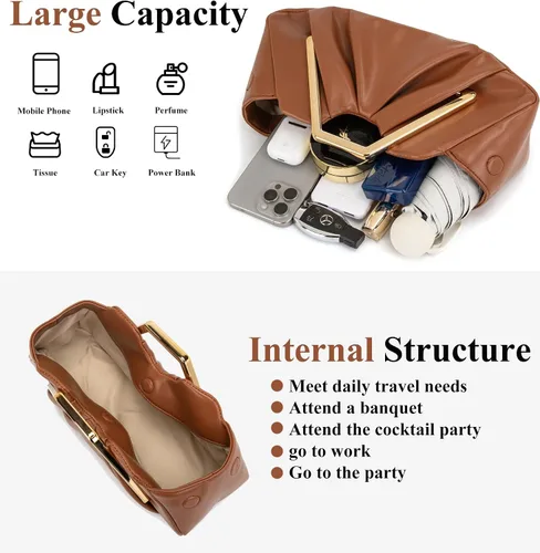 Vista 5 de myfriday Elegante bolso de mano fruncido para mujer, bolso de noche suave para boda, fiesta de graduación, eventos formales