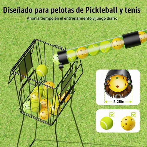 Vista 4 de Recuperador de bolas de pickleball de 17 bolas y soporte de bolas con correa, protector de espalda para accesorios de pickleball, rápido