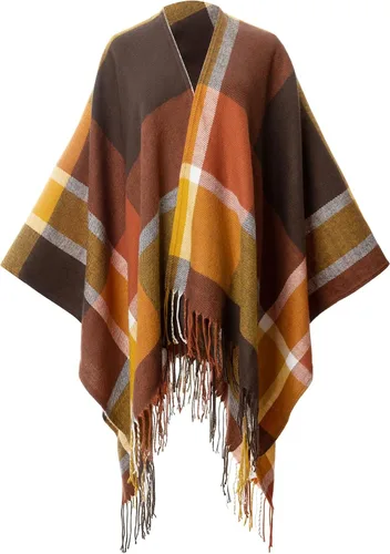 Vista 3 de Moss Rose Chal de viaje para mujer, capa tipo poncho de frente abierto para otoño e invierno