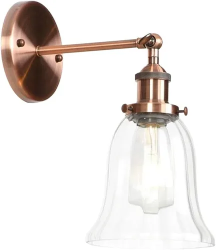 Vista 9 de Retro Glass Wall Light Industrial Wall Sconce Farmhouse Wall Lamp, Vintage Wall Mount Lighting Fixture Hardwired Sconces for Living Room Loft Bronze