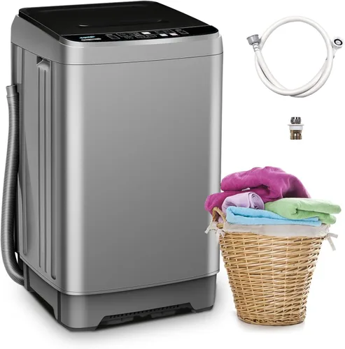 Vista 10 de Lavadora portátil, lavadora portátil completamente automática de 17.7 libras, lavadora pequeña, 10 programas de lavado, temporizador de 24 horas