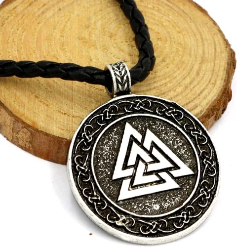 Vista 2 de Leprato Collar vikingo nórdico, amuleto de runa vikinga nórdica, dije de amuleto vikingo, regalo de joyería para hombres y mujeres