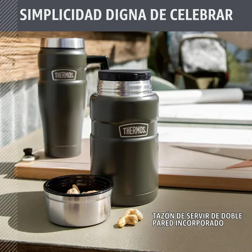 Vista 4 de THERMOS Stainless King - Tarro de alimentos aislado al vacío, 24 onzas, verde militar