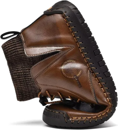Vista 5 de MCEMACHI Mocasines de cuero para hombre, estilo casual, sin cordones, para conducir, zapatos de tobillo Chukka para hombre, incluye plantilla extra