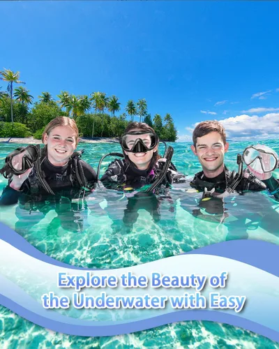 Vista 7 de Snorkeling Gear for Adults, Adult Snorkel Set with Panoramic Anti-Leak and Anti-Fog Tempered Glass Snorkel Mask, Dry Top Snorkel, Snorkle Mask Set