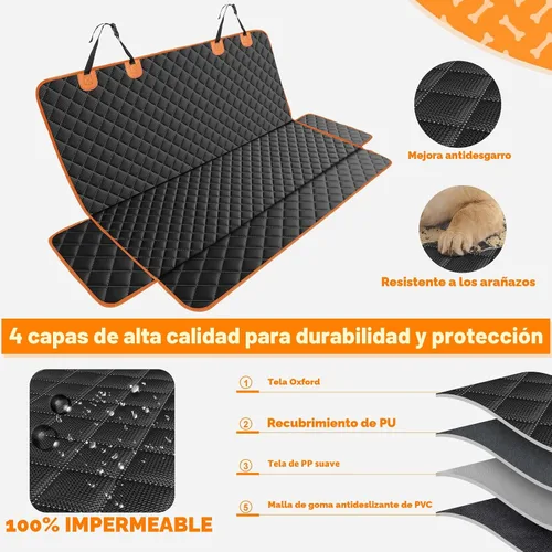 Vista 4 de MIXJOY Funda de asiento para perro para asiento trasero, fundas impermeables para asientos de perros, protector de asiento de automóvil para perros