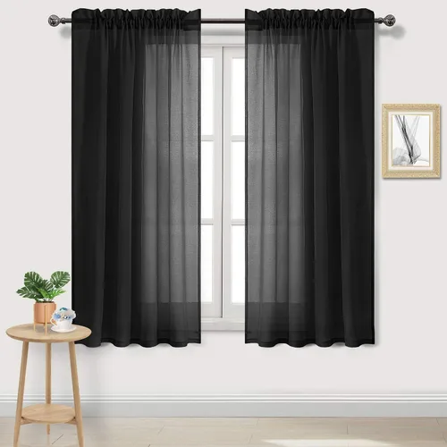 Vista 148 de DWCN Cortinas Transparentes Aqua de Voile Semitransparente con Bolsillo para Barra para Dormitorio y Sala de Estar, 36 x 36 pulgadas de Largo, Juego