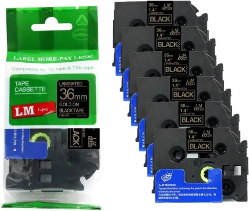 Vista 43 de 2/Pack LMe561 Premium 1.5" Black Print on Blue Label Tape, Compatible with Brother TZe-561 P-Touch Tape 36mm Laminated Replacement Label Tape.