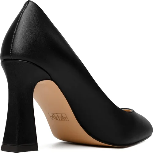 Vista 5 de MERRORI Zapatos de tacón alto y grueso para mujer, sin cordones, punta cerrada, punta puntiaguda, tacón mate, zapatos de tacón de 3.3 pulgadas