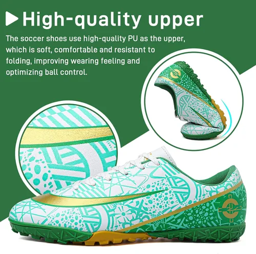 Vista 2 de GRESKY Tacos de fútbol para hombre y mujer, zapatos de fútbol para interiores y exteriores AGTF