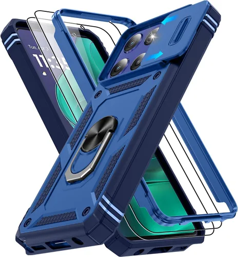 Vista 68 de Gritup Funda para Google Pixel 6 con cubierta deslizante para cámara y protector de pantalla (2 unidades), soporte de anillo giratorio 360°, funda