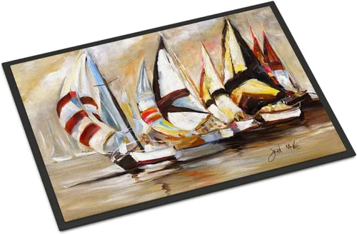 Vista 158 de Caroline's Treasures JMK1017JMAT - Tapete de caza de rana garza azul, 24 x 36 pulgadas, tapete para puerta delantera, interior y exterior