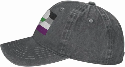 Vista 3 de Rqwaaed Demiromantic - Gorra de béisbol ajustable con bandera del orgullo asexual, gorra de camionero para papá, color jaspeado profundo, Deep