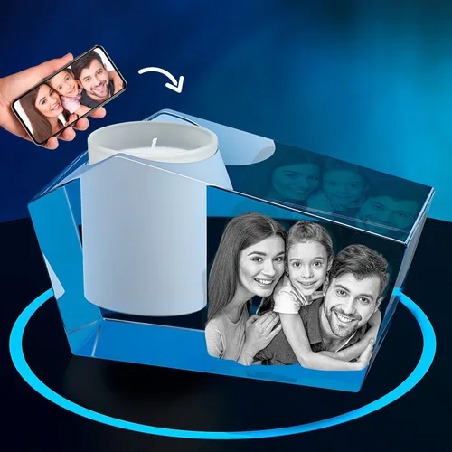 Vista 2 de ArtPix 3D Portavelas de fotos de cristal, regalos personalizados para mujeres, hombres, esposa, marido, mamá, grandes regalos personalizados con tu