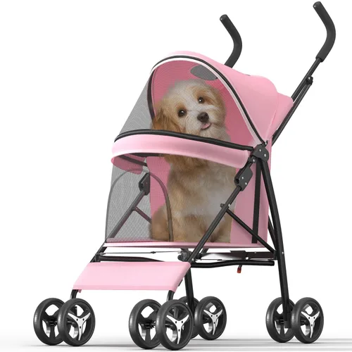 Vista 12 de OS MOTOR - Carriola para mascotas con 3 ruedas para mascotas pequeñas/medianas, portavasos plegable y portátil para perro gato cachorro gatito
