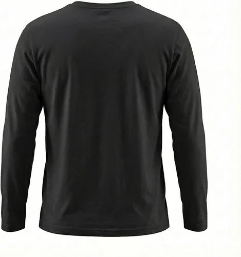 Vista 5 de Camiseta muscular para hombre, cuello redondo, manga larga, suave, elástica, básica, casual