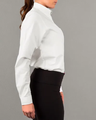 Vista 7 de KNG Camisa Oxford de manga larga con botones blancos para mujer