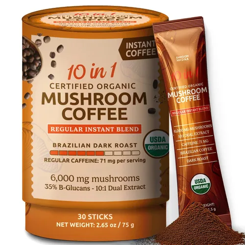 Vista 8 de ShroomDNA - Café orgánico de hongos con melena de león y hongos chaga, café instantáneo orgánico. Enfoque instantáneo + claridad todo el día.