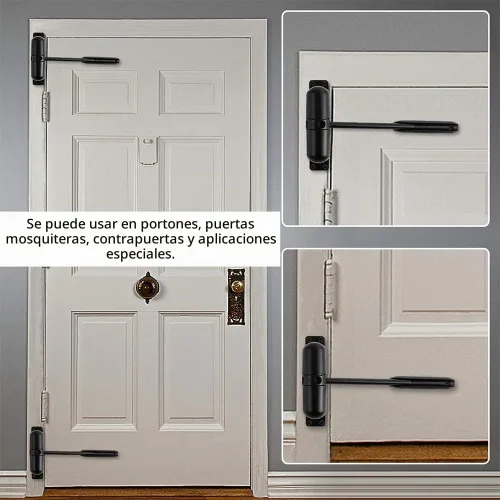 Vista 6 de Cierrapuertas automático de seguridad con muelle de seguridad, fácil de instalar para convertir puertas con bisagras en cierre automático