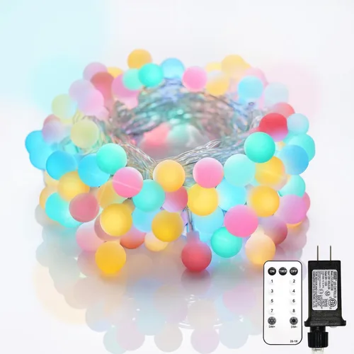 Vista 15 de suddus - Guirnalda de luces con forma de globo, 50 luces LED alimentadas por batería, para bandera, patio trasero, patio, jardín, fiesta Rojo Blanco