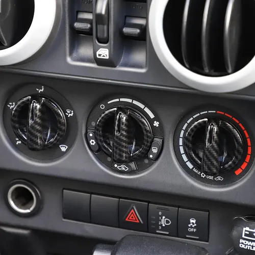 Vista 7 de Cubierta de botón de interruptor de aire acondicionado de fibra de carbono compatible con Jeep Wrangler JK JKU Sport X Sahara Rubicon 2007-2010