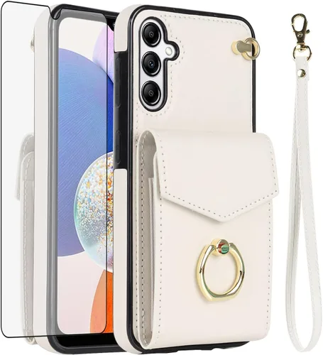 Vista 7 de Asuwish Funda de teléfono para Samsung Galaxy A54 5G con protector de pantalla de vidrio templado y anillo de bloqueo RFID, soporte para tarjeta