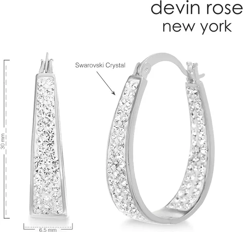 Vista 2 de Devin Rose Oval Inside Outside Hoop Earrings for Women Faceted Sparkle Crystals