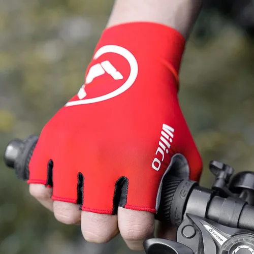 Vista 8 de Guantes de ciclismo transpirables para bicicleta de montaña, guantes acolchados de gel de medio dedo, guantes de ciclismo para hombres y mujeres que