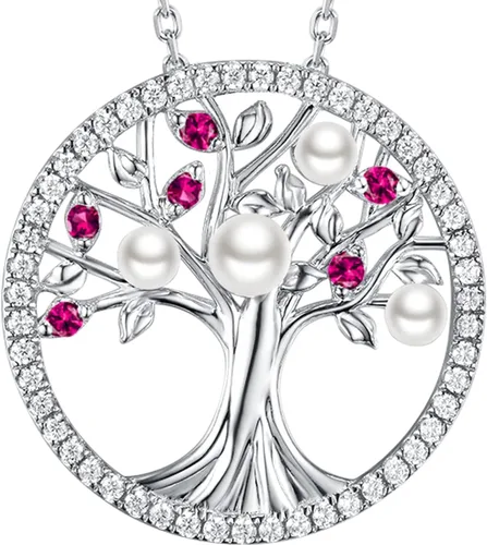 Vista 30 de Collar de árbol de la vida para mujer, collar de perlas esmeralda piedras natales de mayo, junio, para esposa, mamá, regalos de cumpleaños