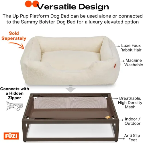 Vista 5 de FUZI Luxury Up - Cama elevada para perros para cachorros, cama elevada para mascotas para interiores y exteriores, a prueba de mordeduras
