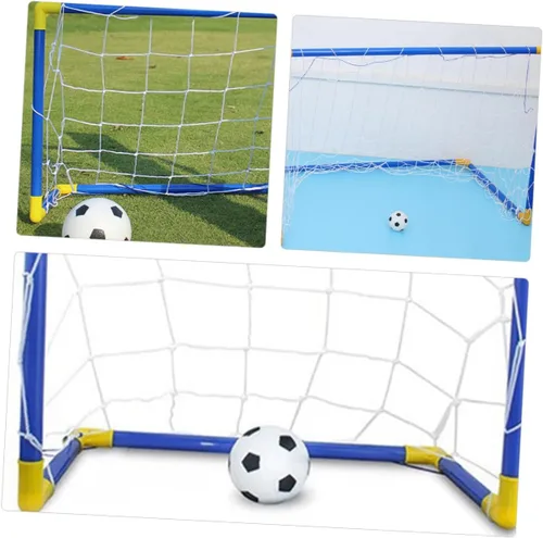 Vista 3 de STOBAZA Mini portería de fútbol plegable portátil para marco de plástico con red de portería para entrenamiento de fútbol en interiores y exteriores