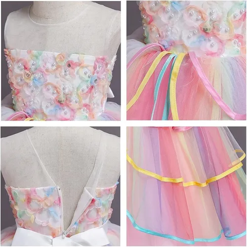 Vista 21 de REXREII Vestido de tul sin mangas para fiesta de unicornio para niñas, disfraz de carnaval, princesa, cumpleaños, Navidad, vestido largo