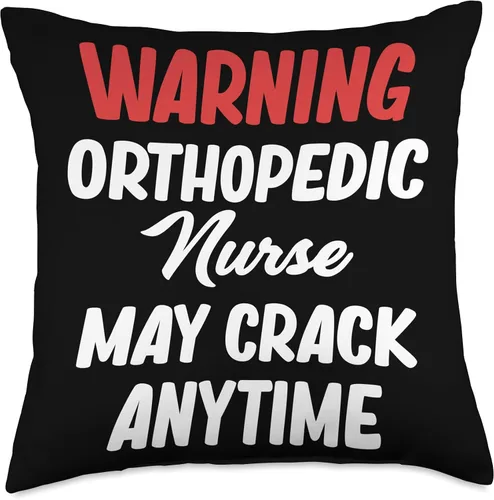 Vista 4 de Funny Ortho Nurse Surgical Bone Replacement Warning Orthopedic Nurse May Crack Anytime Surgical Bone Throw Pillow, 16x16, Multicolor
