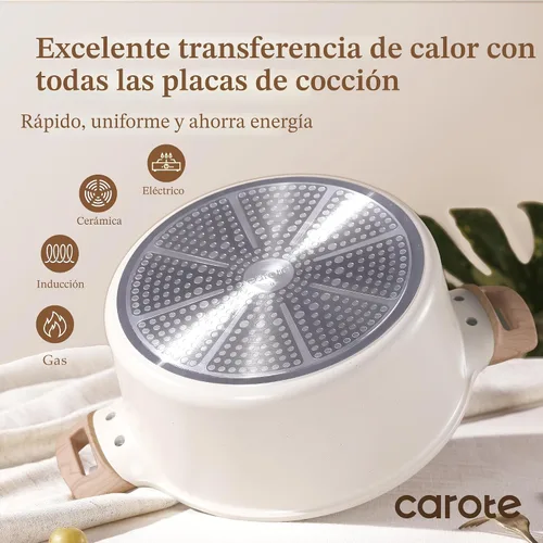 Vista 7 de CAROTE Olla antiadherente con tapa, granito blanco de 8 cuartos de galón