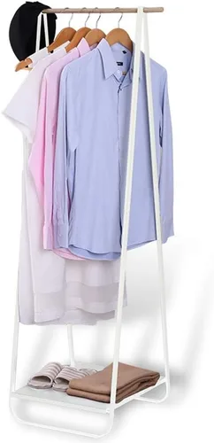 Vista 7 de JEFEE Perchero para colgar ropa, perchero simple para exhibición de almacenamiento de ropa, perchero de metal resistente, percheros de pie