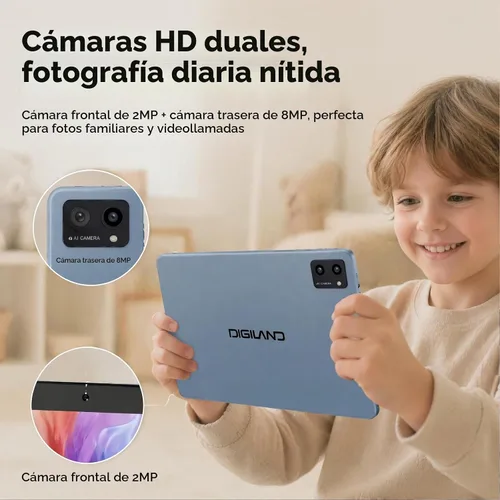 Vista 4 de DigiLand Tablet de 10.1 pulgadas, tableta Android 14 con 10 GB de RAM 64 GB ROM, 256 GB expandible, procesador Octa-Core, pantalla táctil IPS