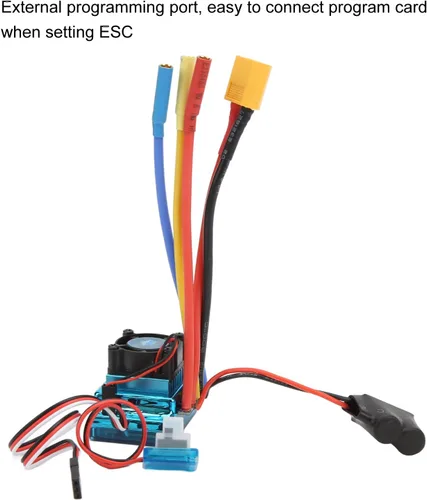 Vista 8 de ESC sin escobillas de 120 A, impermeable 2-4S, controlador de velocidad eléctrico programable ESC con aceleración de 9 niveles, enchufe XT60 a