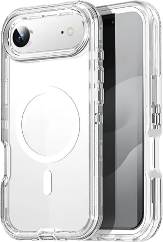 Vista 31 de AICase Funda transparente para iPhone 16e/13/iPhone 14, compatible con MagSafe 3 en 1, resistente protección contra caídas, cuerpo completo, a