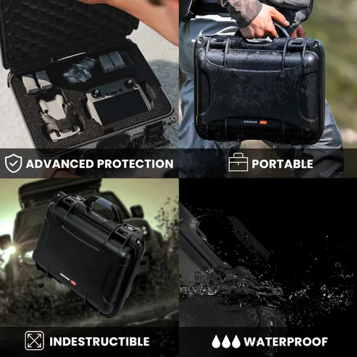 Vista 3 de Nanuk Funda protectora impermeable 915 para DJI Mini 4 Pro Fly More con sistema patentado de bloqueo PowerClaw (grafito)