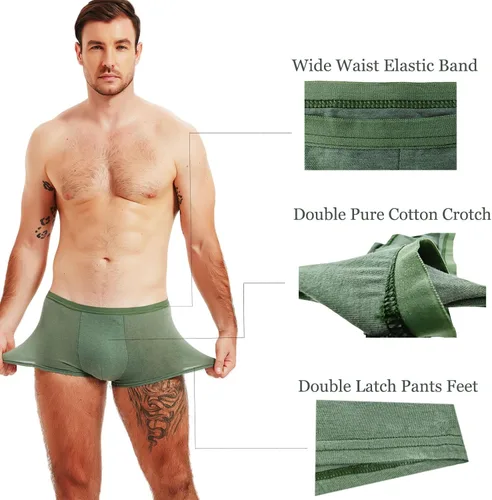 Vista 8 de STARLY 5pcs Mens Desechable Algodón Ropa Interior Viaje Boxers Escritos Portátil Pantalones Cortos Blanco/Gris/Verde Oliva