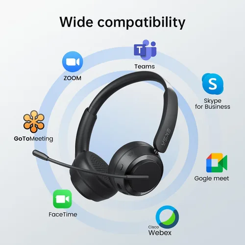 Vista 8 de EKSA Auriculares inalámbricos H35 con micrófono para trabajo, auriculares Bluetooth 5.4 con micrófono con cancelación de ruido AI, tiempo