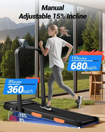 Vista 3 de CURSOR FITNESS Caminadora 3 en 1 con inclinación del 15%, 0.6-6.2MPH, plegable, silenciosa, para oficina en casa, 2.5 HP debajo del escritorio