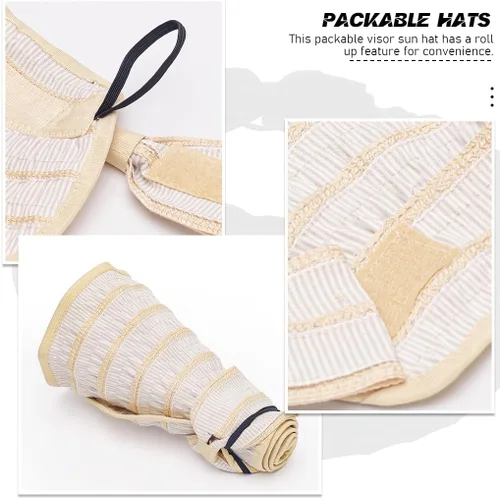Vista 3 de Sombreros de visera para mujer, estilo vintage, de ala ancha, enrollables, para verano, playa, jardín, sombrero ligero y plegable