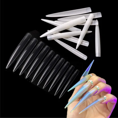 Vista 11 de Puntas de uñas en forma de almendra para uñas acrílicas, profesionales, 500 unidades, uñas postizas transparentes mate, uñas postizas francesas