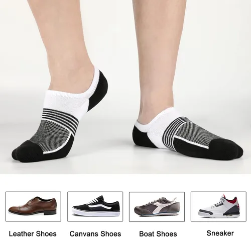 Vista 6 de COOVAN Calcetines acolchados invisibles para hombre, calcetines deportivos de corte bajo para hombre, calcetines cortos antideslizantes con agarres