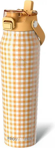 Vista 19 de Frost Buddy botella de agua aislada de 32 onzas con pajilla y tapa para beber Acero inoxidable a prueba de fugas 24 horas de frío Resistente